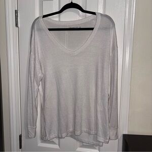 Abercrombie & Fitch Cream V-Neck Long Sleeve Top